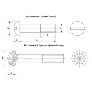Винт с полукруглой головкой, класс точности А,В ГОСТ 17473-80 - фото - 1